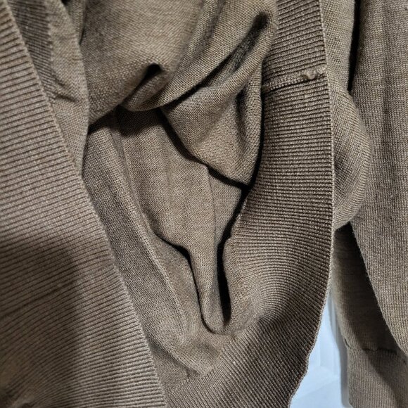 L.L. Bean Tan Brown V-Neck Merino Wool Sweater - Picture 9 of 12